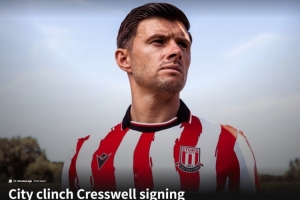 官方：斯托克城簽下35歲西漢姆名宿克雷斯維爾，簽約1年