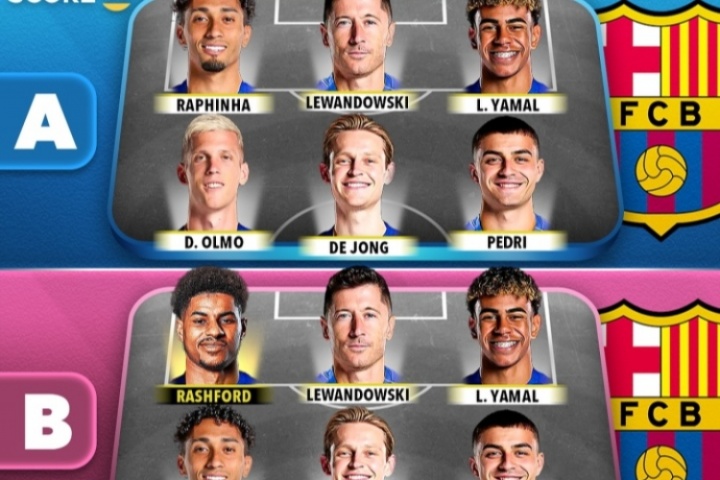 ??哪套更強(qiáng)??外媒列拉什福德加盟后巴薩前場首發(fā)組合??