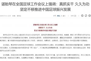 諶貽琴在全國足球工作會(huì)議上強(qiáng)調(diào)：堅(jiān)定不移推進(jìn)中國足球振興發(fā)展
