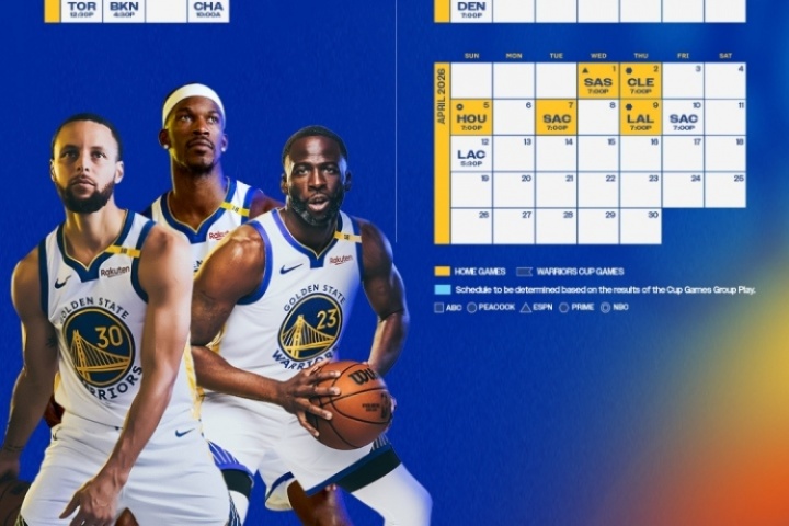 勇士新賽季賽程：揭幕戰(zhàn)VS湖人 圣誕大戰(zhàn)VS獨(dú)行俠 34場(chǎng)全美直播