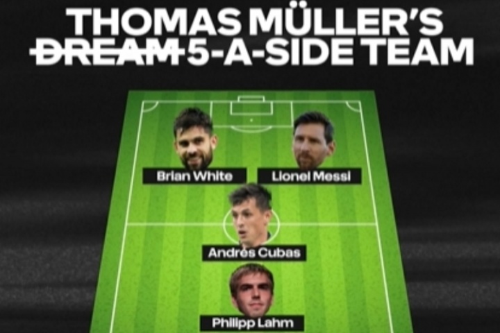 穆勒挑選最佳五人制陣容：梅西、諾伊爾、拉姆和白浪的2名新隊友