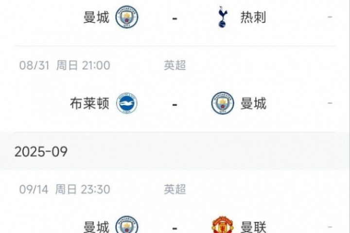 苦戰(zhàn)4連！曼城大勝鎖定首輪榜首，但接下來4戰(zhàn)：熱刺海鷗曼聯(lián)槍手