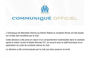 賽后爆發(fā)激烈沖突，馬賽官方：已將拉比奧特與洛維列入出售名單