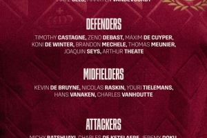 比利時(shí)9月份世預(yù)賽大名單：庫(kù)爾圖瓦、德布勞內(nèi)、多庫(kù)領(lǐng)銜