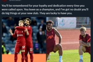 薩拉赫告別埃利奧特：擁有你是維拉的幸運，你肯定能成就偉大事業(yè)