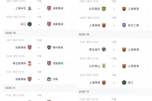 誰的賽程更好？中超僅剩6輪，蓉城申花，國安海港下輪直接對話