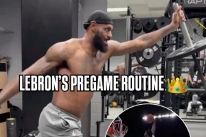 NBA官推曬詹姆斯上賽季賽前熱身集錦 預(yù)熱其生涯第23個(gè)賽季