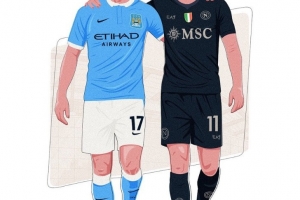 意甲官推曬海報(bào)預(yù)熱那不勒斯vs曼城：過(guò)去和現(xiàn)在的德布勞內(nèi)