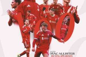 替補登場，麥卡利斯特迎利物浦生涯百場里程碑之戰(zhàn)