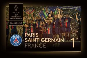 毫無(wú)懸念！官方：巴黎圣日耳曼獲最佳俱樂(lè)部獎(jiǎng)，上賽季加冕4冠王