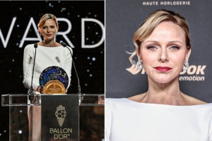 摩納哥夏琳王妃優(yōu)雅白裙亮相金球頒獎(jiǎng)禮，曾是南非女子游泳冠軍