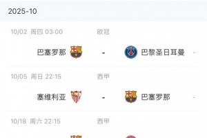太難了！巴薩后續(xù)賽程：下周1周3賽，十月初踢巴黎十月底國(guó)家德比