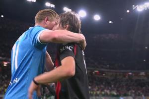 Respect！賽后德布勞內(nèi)與莫德里奇擁抱致意