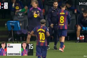 比賽第63分鐘，亞馬爾、佩德里被巴德吉和克里斯滕森換下