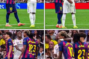 嘻嘻→呵呵??賽中維尼修斯和亞馬爾歡笑握手擁抱，賽后劍拔弩張