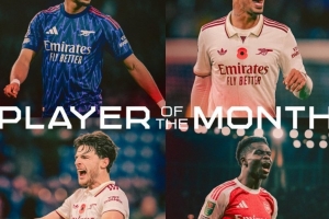 阿森納官方10月最佳球員候選：賴斯、薩卡、加布里埃爾、廷伯