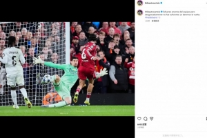 庫爾圖瓦社媒曬撲索博必進(jìn)球照：我們付出了努力，遺憾的是還不夠