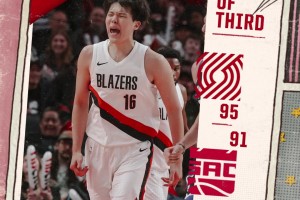 排面??楊瀚森單節(jié)爆轟14分2板1助1帽！直接上球隊(duì)海報(bào)封面